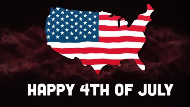用美国国旗和地图在Dna链上绘制7月4日文本动画 爱国主义与美国独立概念数码视频 — 图库视频影像