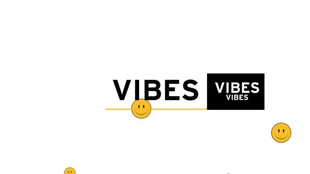 Animazione Vibrazioni Testo Sopra Caduta Sorriso Emoji Background Social Media — Video Stock