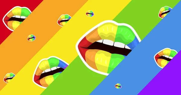 Regenboog Monden Regenboog Strepen Achtergrond Lgbtq Trots Gelijkheid Viering Concept — Stockfoto