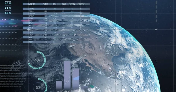 Bild Der Finanzdatenverarbeitung Und Statistischen Erfassung Über Den Planeten Erde — Stockfoto