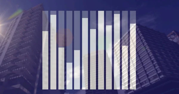 Composición Digital Del Procesamiento Datos Estadísticos Contra Edificios Altos Segundo — Foto de Stock