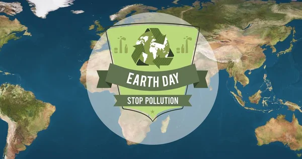 Dünya Gününün Metni Dünya Haritasının Küresel Geri Dönüşüm Logosu Küresel — Stok fotoğraf