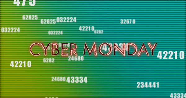 Image Cyber Monday Text Glowing Letters Numbers Changing Green Neon — Stock Photo, Image