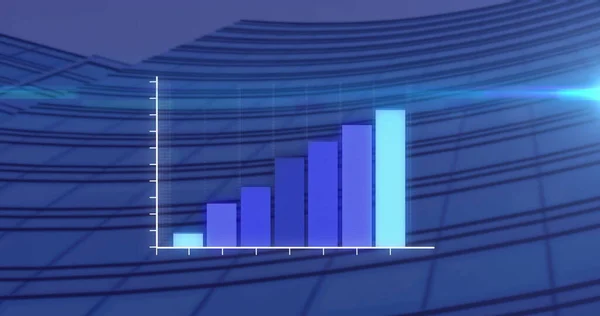 Spot Van Lichte Statistische Gegevensverwerking Tegen Hoge Gebouwen Achtergrond Mondiaal — Stockfoto