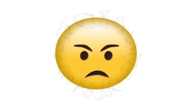 Bağlantı ağı üzerinden kızgın emoji simgesinin animasyonu. küresel sosyal medya ve iletişim konsepti dijital olarak oluşturulmuş video.