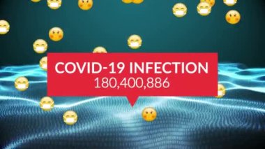 İkili kodlama üzerine emoji simgelerinin animasyonu. küresel sosyal medya, bağlantılar ve dijital arayüz konsepti dijital olarak oluşturulmuş video.