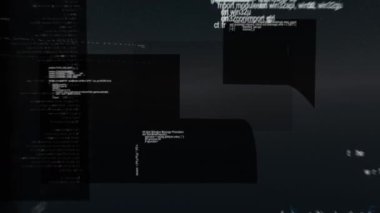 Karanlık arka planda veri işleme animasyonu. küresel internet güvenliği, dijital arayüz ve bağlantılar konsepti dijital olarak oluşturulmuş video.