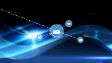 Siyah arkaplandaki bağlantı ağının canlandırılması. küresel iş, bağlantılar, veri işleme ve teknoloji konsepti dijital olarak oluşturulmuş video.