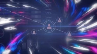 Veri işleme üzerinden bağlantı ağının animasyonu. küresel sosyal medya, bağlantılar ve dijital arayüz konsepti dijital olarak oluşturulmuş video.