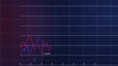 İstatistik ve ızgara üzerinden finansal veri işleme animasyonu. küresel finans ve iş konsepti dijital olarak oluşturulmuş video.