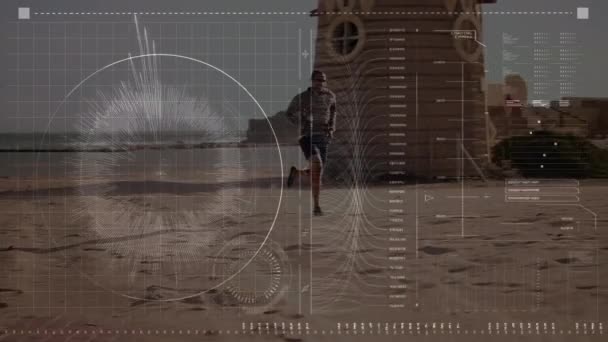 남자가 데이터 애니메이션 글로벌 스포츠 데이터 디지털 비디오 — 비디오