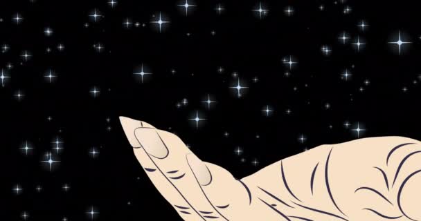 Animace Ruky Držící Srdce Tvaru Koule Nad Noční Oblohou Globální — Stock video