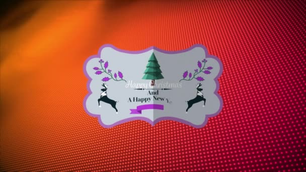 Animação Natal Feliz Texto Feliz Ano Novo Sobre Fundo Vermelho — Vídeo de Stock