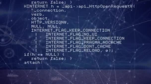 Bağlantı Ağlarının Animasyonu Kara Arkaplan Üzerinden Veri Işleme Küresel Bağlantılar — Stok video