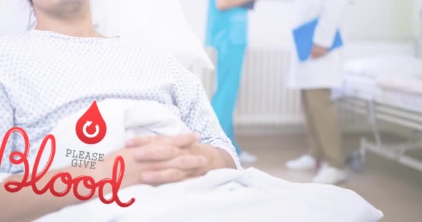 Animação Por Favor Dar Texto Sangue Sobre Médicos Pacientes Conceito — Vídeo de Stock