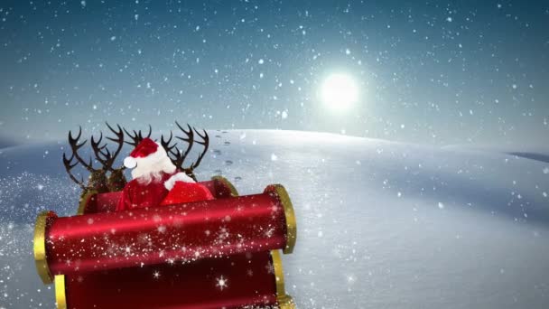 클로스의 애니메이션에 크리스마스 풍경에 내리는 장면이 크리스마스 디지털로 비디오 — 비디오