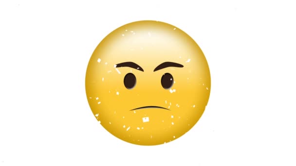 Animación Emoji Enojado Icono Sobre Caída Confeti Concepto Global Redes — Vídeos de Stock