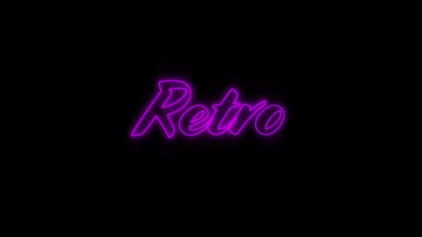 Animación Texto Retro Letras Neón Rosa Con Alcance Circular Blanco — Vídeos de Stock