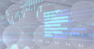 Finansal veri işleme ve istatistik kaydı. dijital arayüz küresel bağlantı ve finansal konsept dijital olarak oluşturulmuş görüntü.