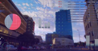 Arka planda finansal veri işleme ve istatistik kaydının resmi. Küresel finans iş ekonomisi konsepti dijital olarak oluşturulmuş görüntü.