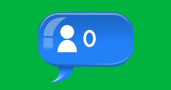 Image Number Follower Icon Blue Chat Box Green Background — Stock Photo, Image