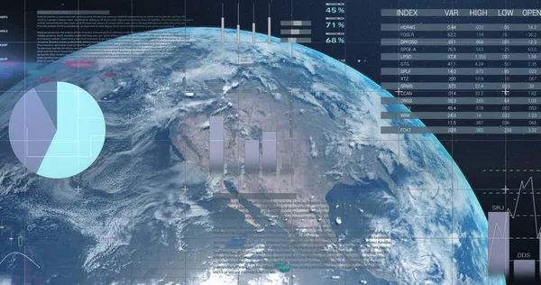 Bild Der Finanzdatenverarbeitung Und Statistischen Erfassung Über Den Planeten Erde — Stockfoto