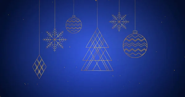 Bild Von Blauen Und Silbernen Christbaumkugeln Und Dekorationen Die Mit — Stockfoto