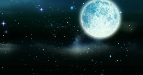 Imagen Digital Luna Una Galaxia Con Estrellas —  Fotos de Stock