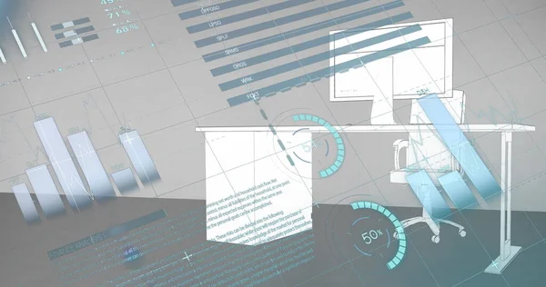 Imagem Processamento Dados Financeiros Com Estatísticas Sobre Mesa Com Computador — Fotografia de Stock