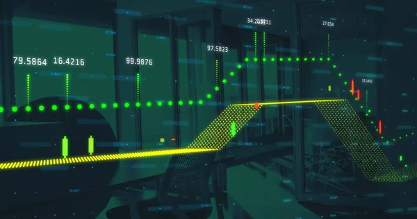 Immagine Dell Elaborazione Dei Dati Finanziari Con Statistiche Uffici Vuoti — Foto Stock