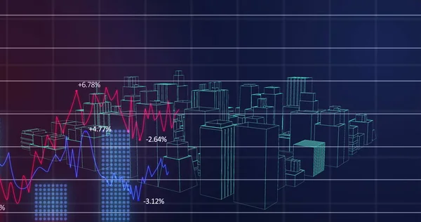 Immagine Elaborazione Dei Dati Finanziari Modello Paesaggio Urbano Sullo Sfondo — Foto Stock