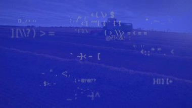 Alan üzerinde veri işleme animasyonu. küresel çevre, yeşil enerji ve dijital arayüz konsepti dijital olarak oluşturulmuş video.