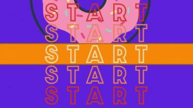 Renkli grafikler ve şekiller üzerinden başlangıç metninin canlandırması. arkaplan, sosyal medya ve iletişim konsepti dijital olarak oluşturulmuş video.