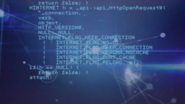 Bağlantı ağlarının animasyonu ve kara arkaplan üzerinden veri işleme. küresel bağlantılar, dijital arayüz, dijital olarak oluşturulan veri işleme konsepti.