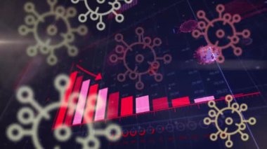 İstatistik kaydı olan 19 hücrenin animasyonu. küresel covid 19 salgın ve veri işleme konsepti dijital olarak oluşturulmuş video.