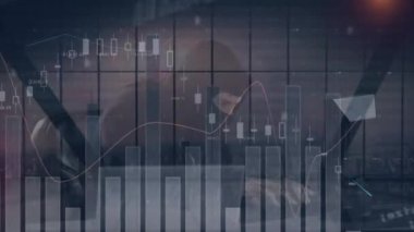 Bilgisayar korsanları üzerinde veri ve istatistik işleme animasyonu. küresel çevrimiçi güvenlik, bağlantılar ve dijital arayüz kavramı dijital olarak oluşturuldu