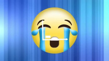 Grafik simgesi üzerine üzgün emoji simgesinin animasyonu. küresel sosyal medya ve iletişim konsepti dijital olarak oluşturulmuş video.
