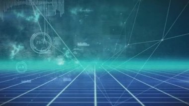 Yeşil arkaplandaki bağlantı ağının canlandırılması. küresel sosyal medya, bağlantılar ve dijital arayüz konsepti dijital olarak oluşturulmuş video.