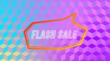 Ani satış metninin retro konuşma balonunda canlandırılması. Alışveriş, satış ve perakende konsepti dijital olarak oluşturulmuş video.