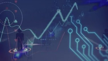 Veri işleme üzerinden bağlantı ağının animasyonu. küresel dijital arayüz, teknoloji ve bağlantılar konsepti dijital olarak oluşturulmuş video.