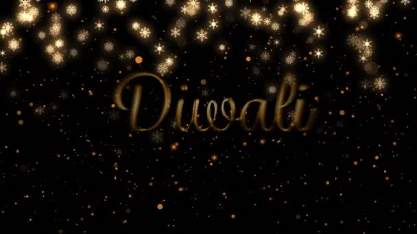 在灯光下和黑色背景上的白雪上动画化的Diwali文本 圣诞节 传统和庆祝概念数字制作的视频 — 图库视频影像