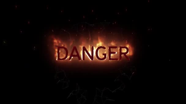 Animation Danger Texte Orange Flamboyant Sur Fond Noir Concept Message — Video