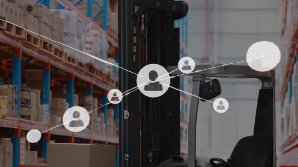 Animatie Van Het Netwerk Van Verbindingen Magazijn Global Shipping Connecties — Stockvideo