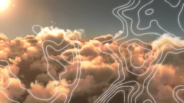 Animação Rede Linhas Mapa Branco Sobre Nuvens Céu Conexões Online — Vídeo de Stock