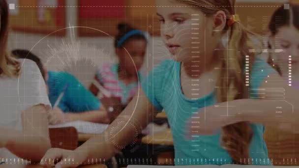 Animación Del Procesamiento Datos Sobre Escolares Aula Educación Global Interfaz — Vídeo de stock