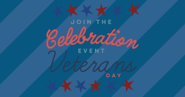 Animation Veterans Day Text Stars Coloured American Flag Patriotism Celebration — Stock Video