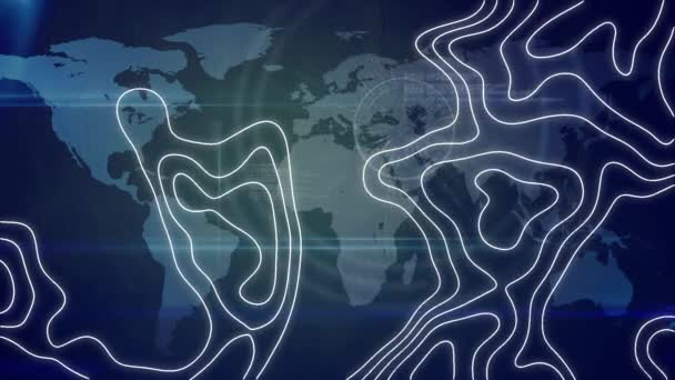 Animación Del Procesamiento Datos Través Del Mapa Mundial Redes Sociales — Vídeo de stock