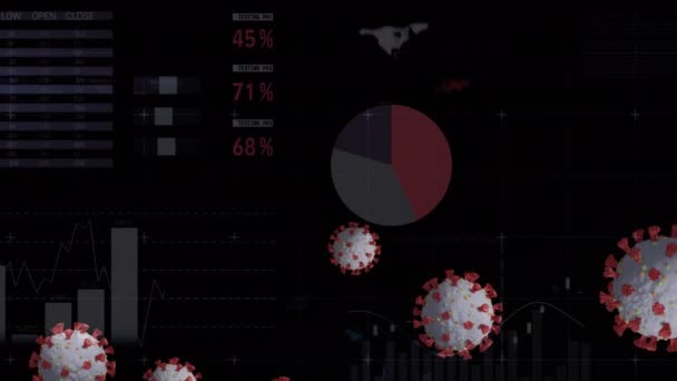 Coperid Hücre Istatistik Işleme Animasyonu Küresel Covid Salgın Veri Işleme — Stok video