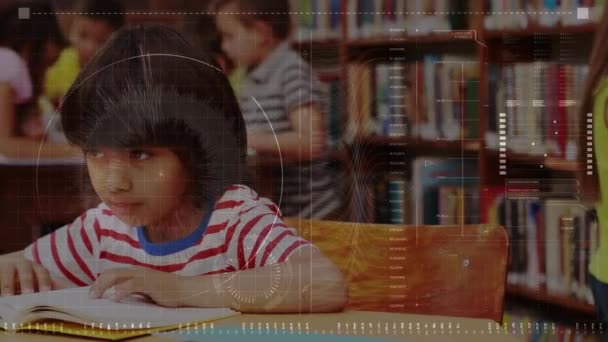 Анімація Мереж Язків Між Школярами Класі Глобальна Освіта Цифровий Інтерфейс — стокове відео