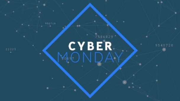 Animering Cyber Måndag Försäljning Text Över Nätverk Anslutningar Global Online — Stockvideo